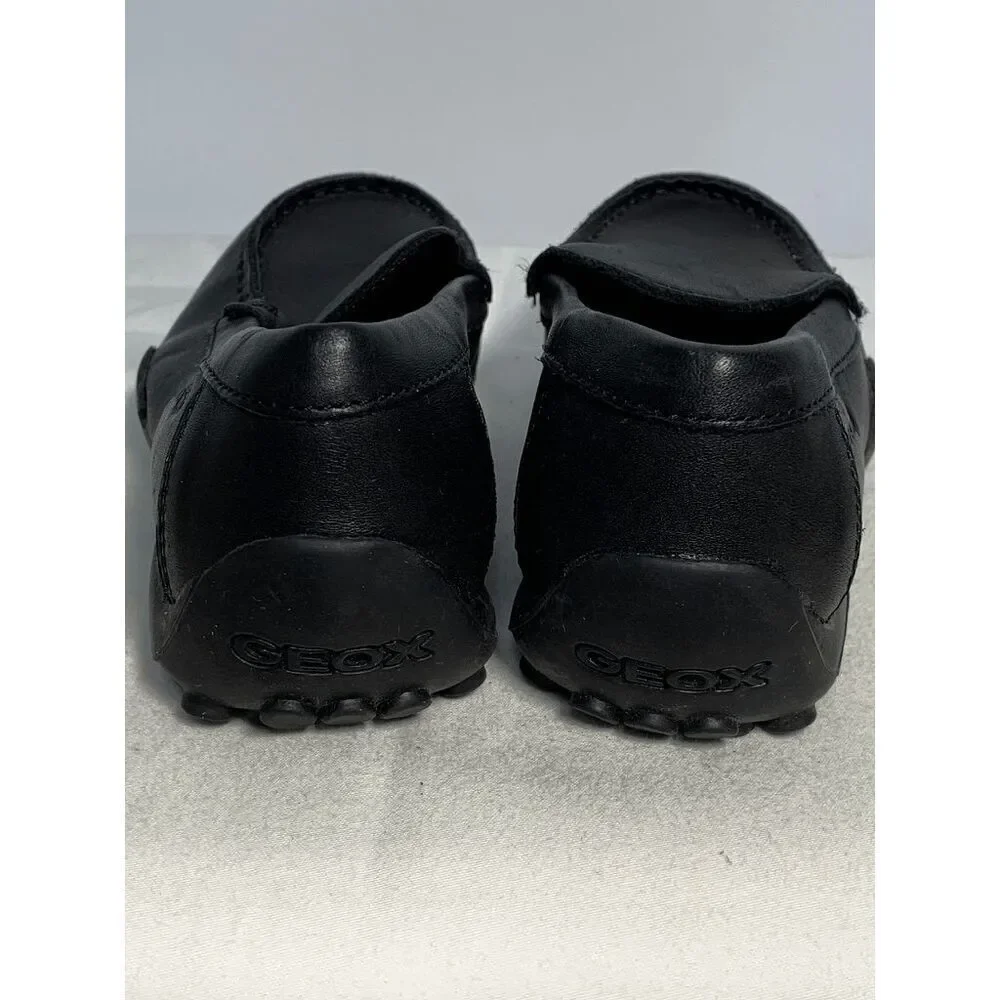 Geox Boys Respira Loafer Shoes Slip On Leather Anti Shock Black Size US 10 (age
